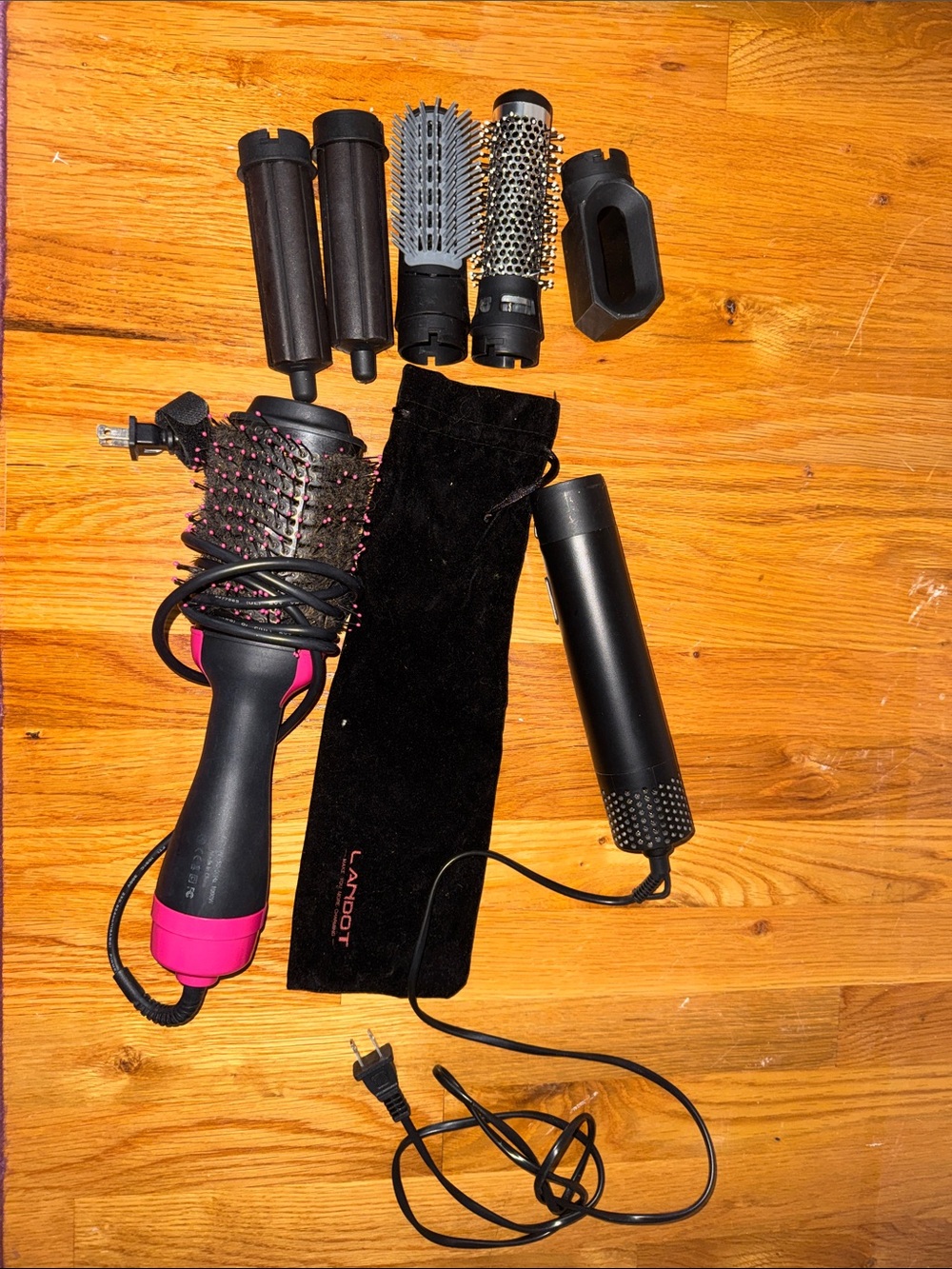 Pink & Black 5-in-1 Heated Styling Brush Set